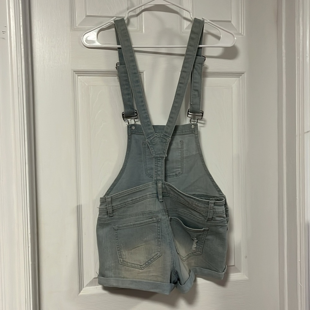Empyre Madelyn Overall Shorts Distressed Denim - Picture 6 of 9